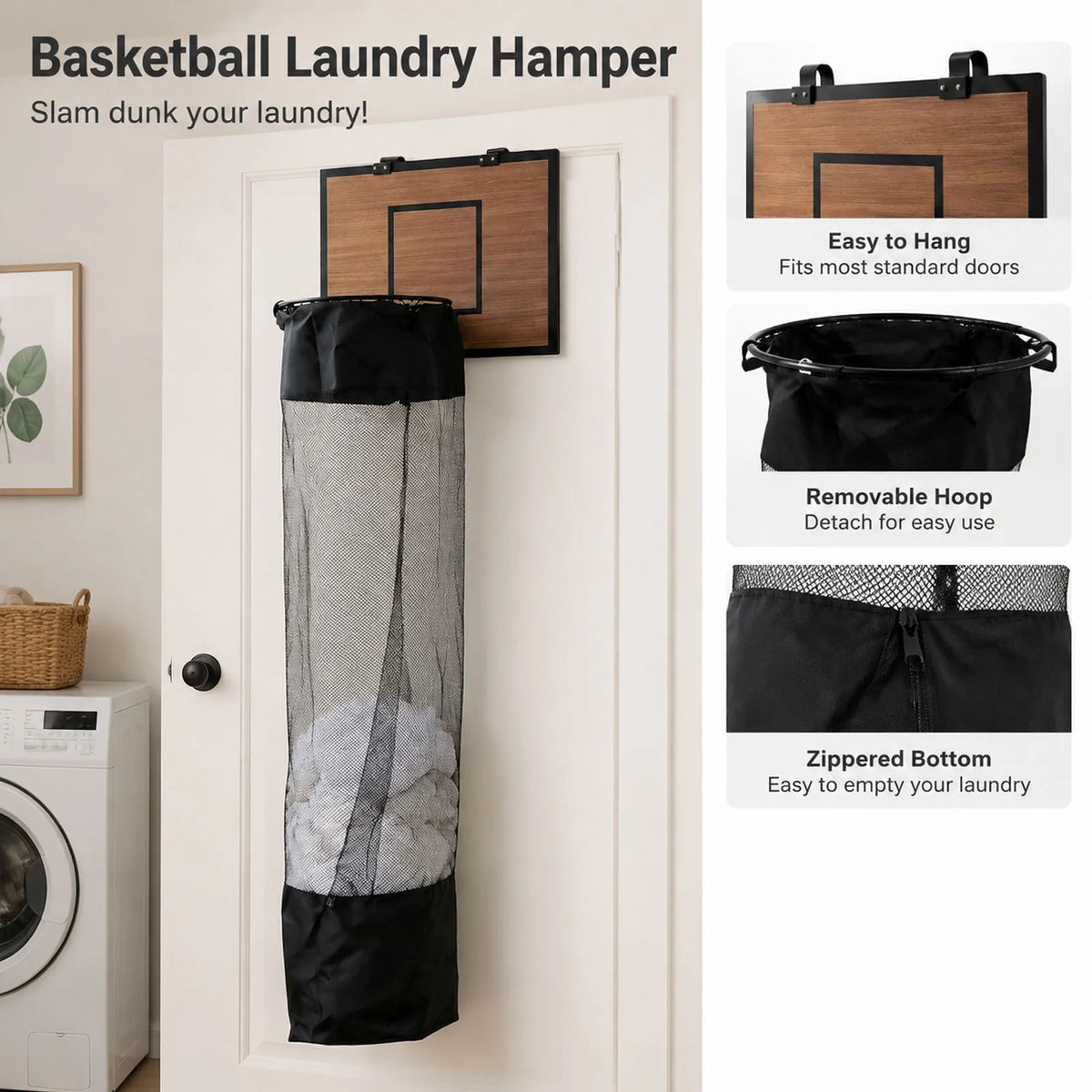 Dunk Bin 2 In 1 Basketball Laundry Hamper
