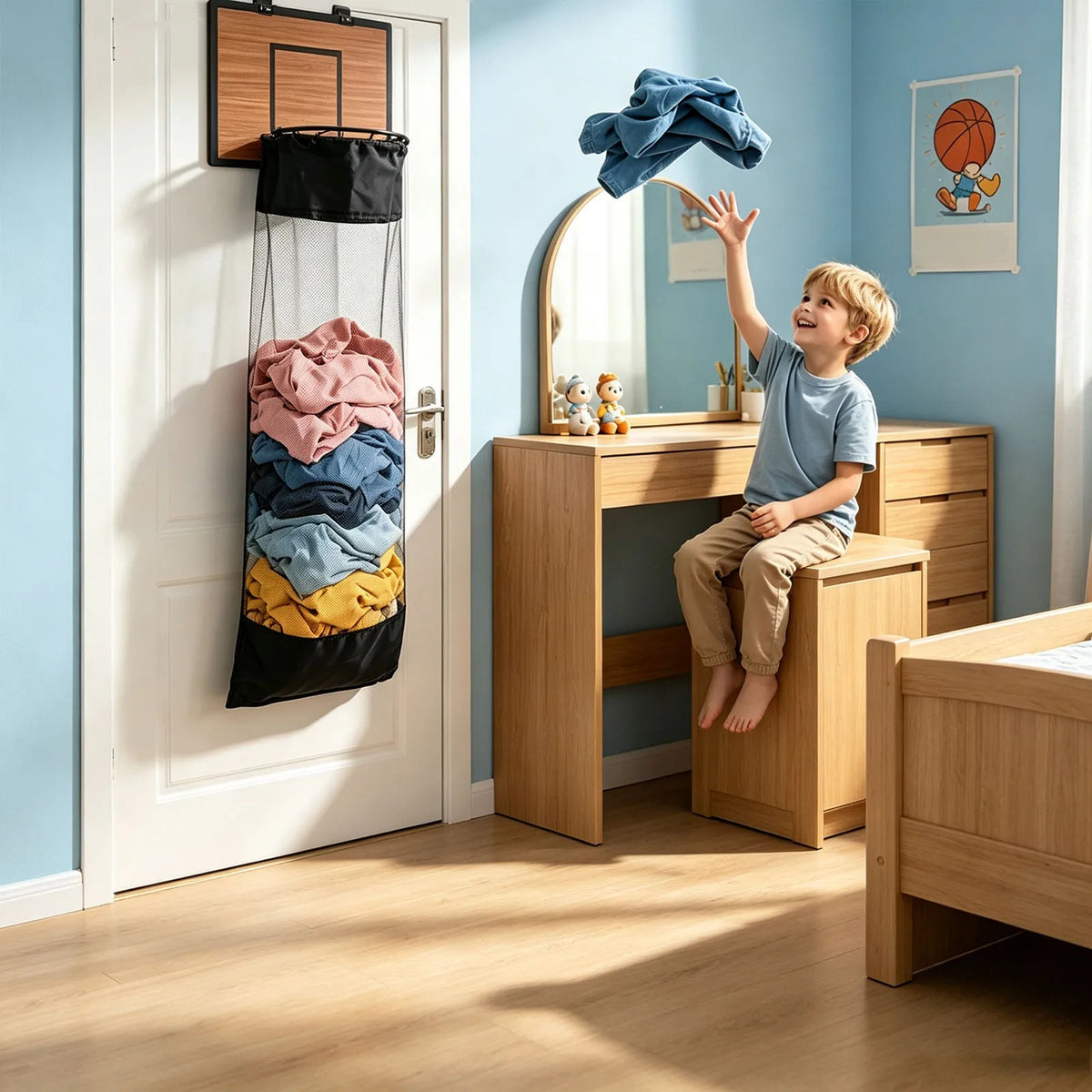 Dunk Bin 2 In 1 Basketball Laundry Hamper